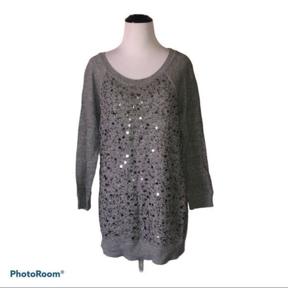 5/$30 🎈 J Crew women’s small grey haya bead and sequin sweatshirt‎